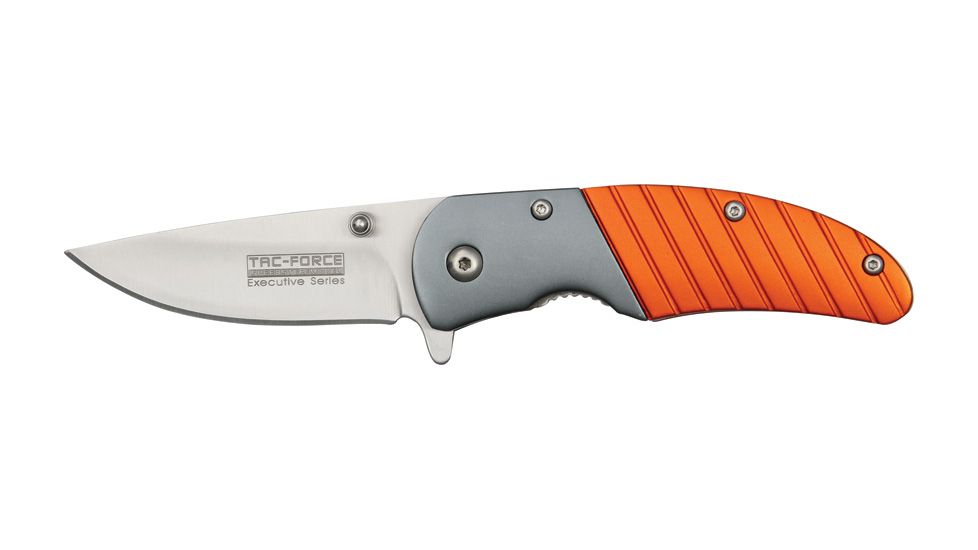 Tac Force Executive Series A/O Fold Knife, SS drop point blade, Orange anodized Alum. handle TF732OR