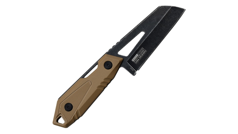 TAC Force Brown 4in Fixed Blade Knife, 8.5in Overall, 4in Black Stonewash SS Wharncliffe Blade, Brown Nylon Handle, Brown Canvas Belt Sheath, TF-FIX021BR