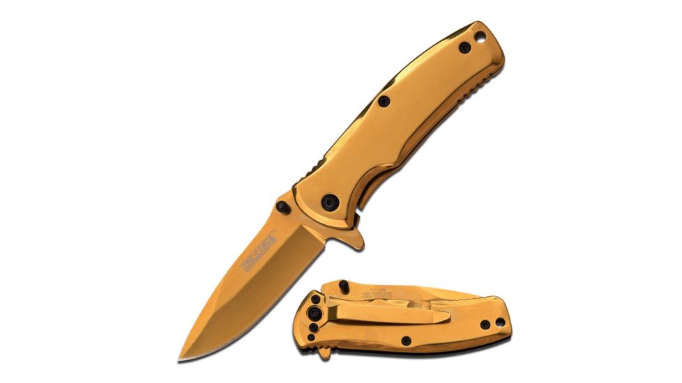 TAC Force Folding Blade, 2.75in, Stainless Steel Blade, Gold Finished Ti-Coated Stainless Steel Handle TF-848GD