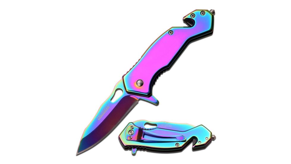 TAC Force Folding Blade, 2.7in, Stainless Steel Blade, Rainbow Ti-Coated Handle TF-903RB