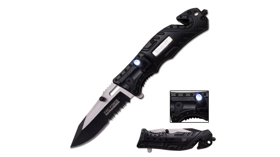 TAC Force Folding Blade, 3.25in, Stainless Steel Blade, Black Aluminum Handle TF-835SH