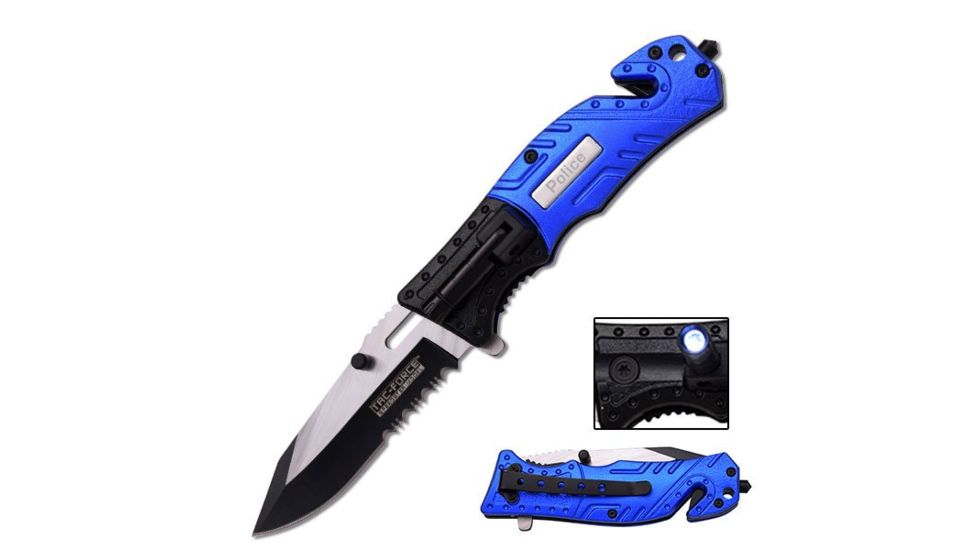 TAC Force Folding Blade, 3.25in, Stainless Steel Blade, Blue And Black Aluminum Handle TF-835PD