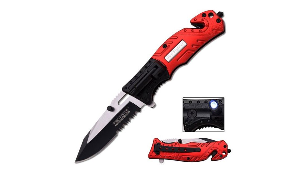 TAC Force Folding Blade, 3.25in, Stainless Steel Blade, Red Black Aluminum Handle TF-835FD