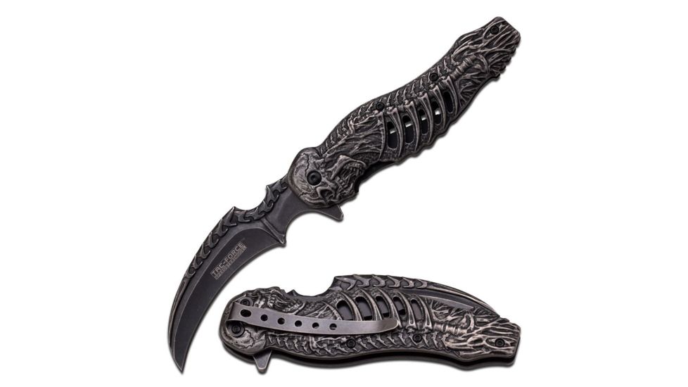 TAC Force Folding Blade, 3.5in, Stainless Steel Blade, Stonewashed Stainless Steel Handle TF-857