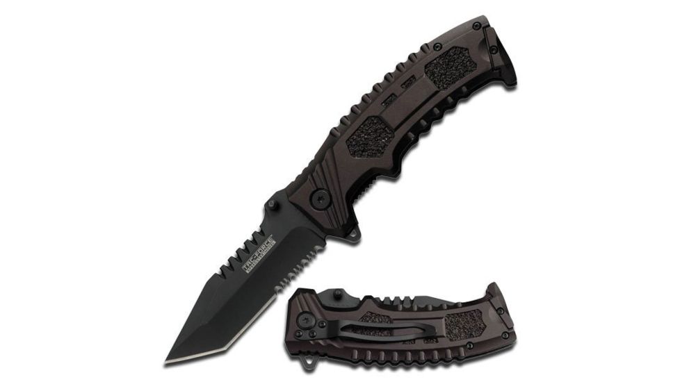 TAC Force Folding Blade, 3.75in, Stainless Steel Blade, Black Aluminum Handle TF-794T