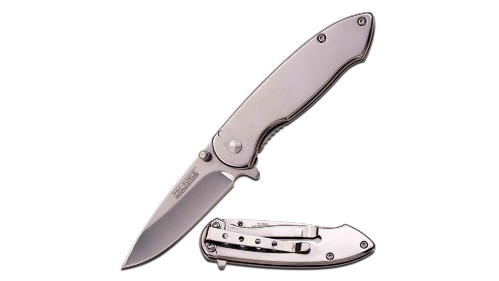 TAC Force Folding Blade, 3in, Stainless Steel Blade, Mirror Stainless Steel Handle TF-862C