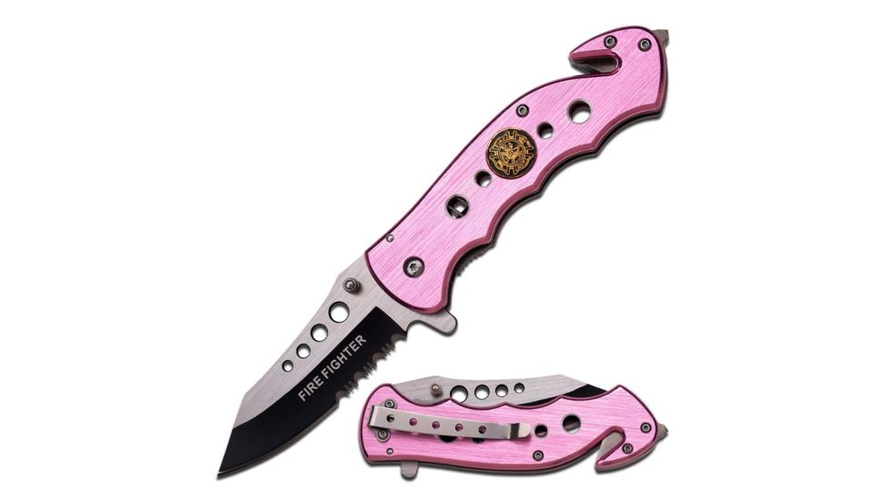 TAC Force Folding Blade, 3in, Stainless Steel Blade, Pink Aluminum Handle TF-498PFD