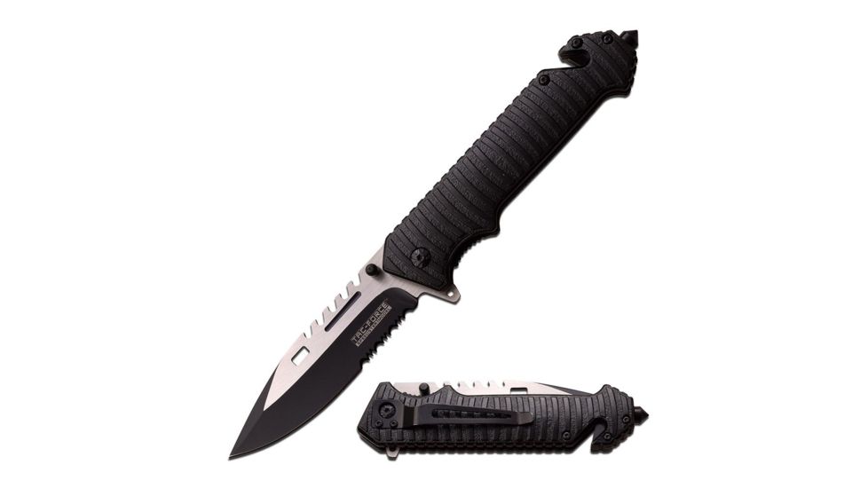 TAC Force Folding Blade, 4in, Stainless Steel Blade, Anodized Black Aluminum Handle TF-916BK