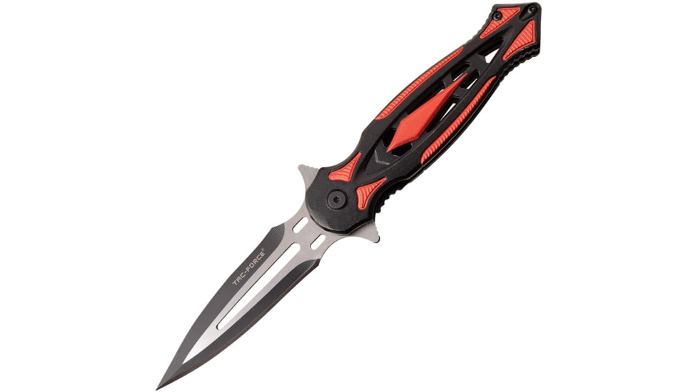 TAC Force Linerlock A/O Red Folding Knife, 3.5 two-tone finish 3Cr13 stainless blade, Black and red aluminum handle, TF-1023RD