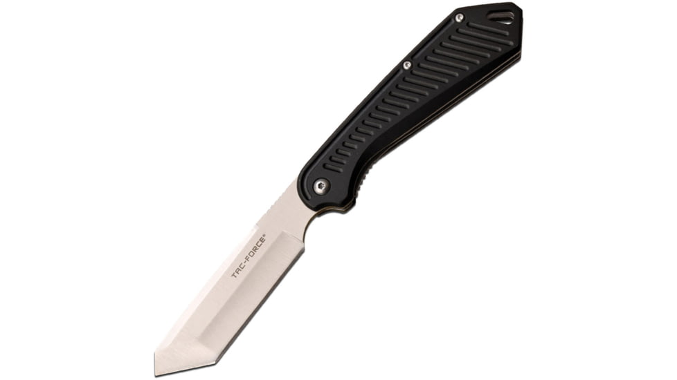 TAC Force Linerlock Black Folding Knife, 3.5 satin finish 3Cr13 stainless tanto blade, Black anodized aluminum handle, TF-1040BK