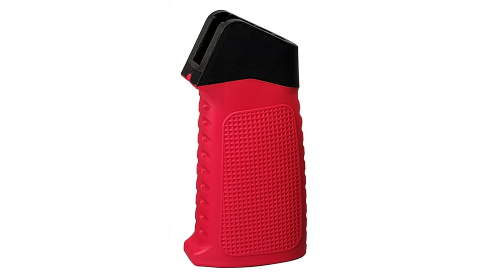 TAC Grid Pattern Over-Molded AR Pistol Grip, Straight Top, Red, CS03T1-RD