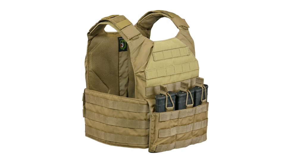 Vanguard Plate Carrier Set w/ Standard Cummerbund, Coyote Tan, XL