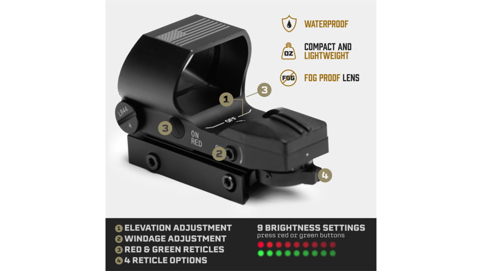 Tacticon Armament Predator V2 Red/Green Dot Reflex Sight, Black, PRDV200