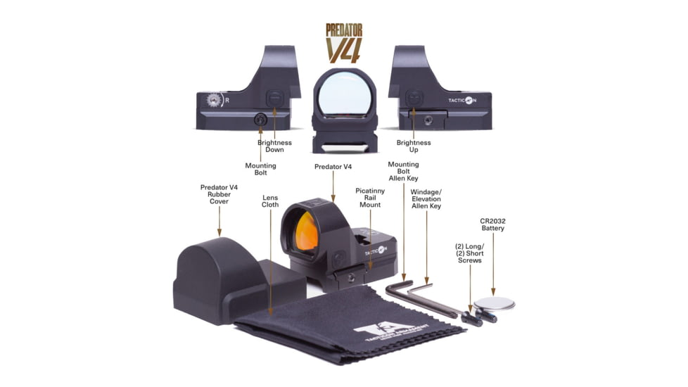 Tacticon Armament Predator V4 Compact Reflex Red Dot Sight, Black, PRDV40-BK