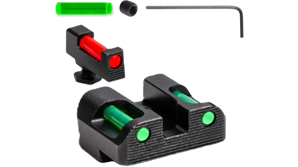 Tag Precision Glock Slim TSF TAC Pistol Sights Fiber Optic, 42, 43, 43X, 48 Excludes M.O.S. Models, Black, 001BE005BG