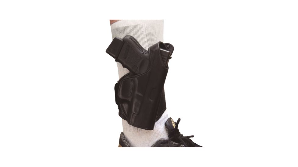 Tagua Gunleather Leather Ankle Holster for Glock 43 - 9mm, Concealed Carry, Ambidextrous, Black, 43, LANK-355