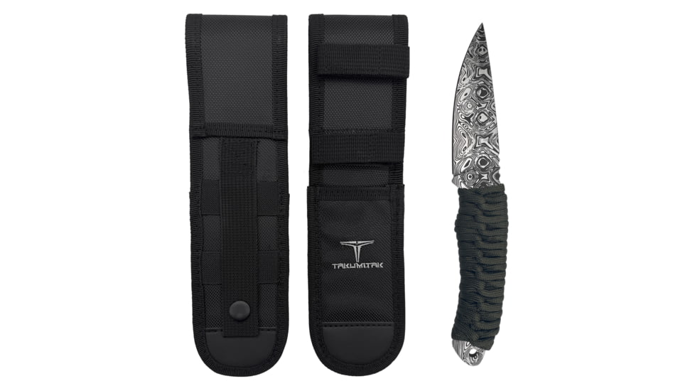 Takumitak Nighthawk Fixed Blade Knife, 4.25in, 3cr13 Blade, Drop Point Blade, 550LB Paracord Wrapped, Green, TKF101GN-CS