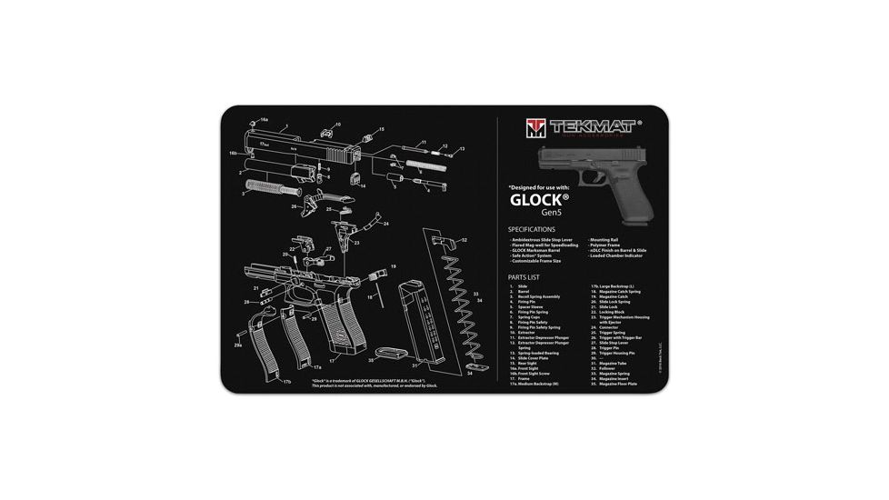 Tekmat Armorers Bench Mat 11''x17'' Glock Gen5 Black