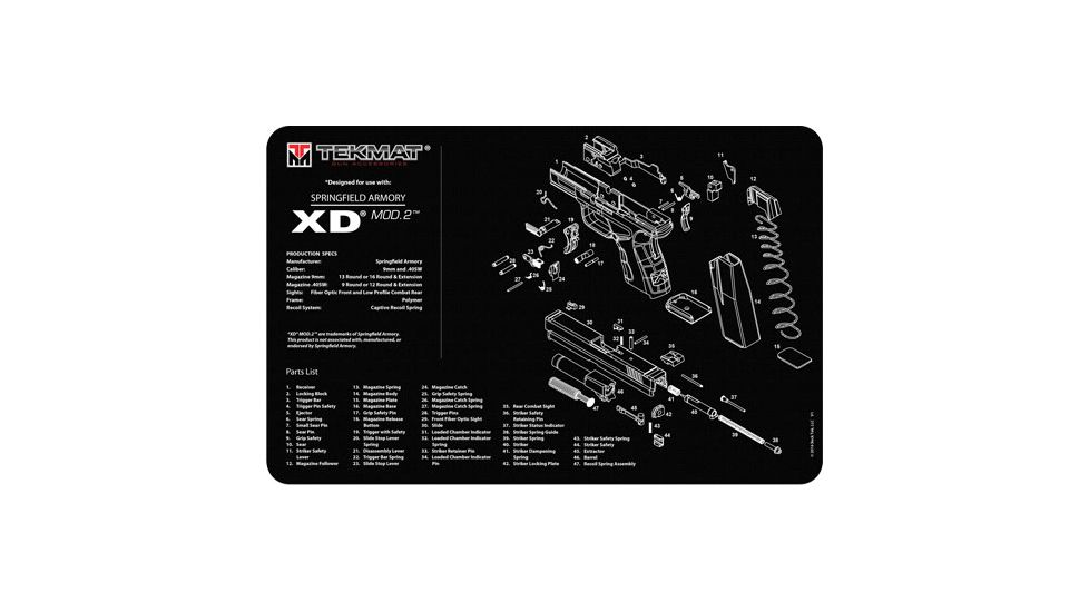 Tekmat Armorers Bench Mat 11''x17'' S-field Xd Mod2 Pistol