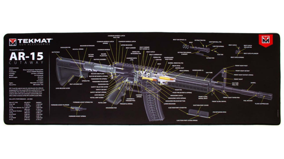 TekMat Ultra 44 - AR-15 -Cut Away Cleaning Mat, Black Cutaway, TEK-44-AR15-CA