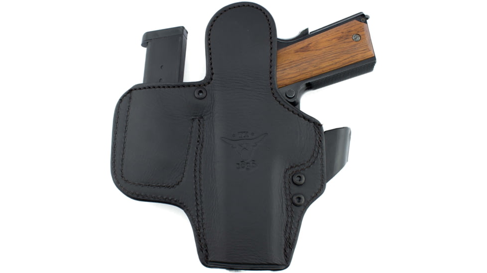Texas 1836 KYDEX The Appendix - Dual Clip IWB Holster w/ Magazine Carrier, Right Hand, 1911 4in Hammer Down, With No Attachment, Black, TX-THEAPPENDIX-210