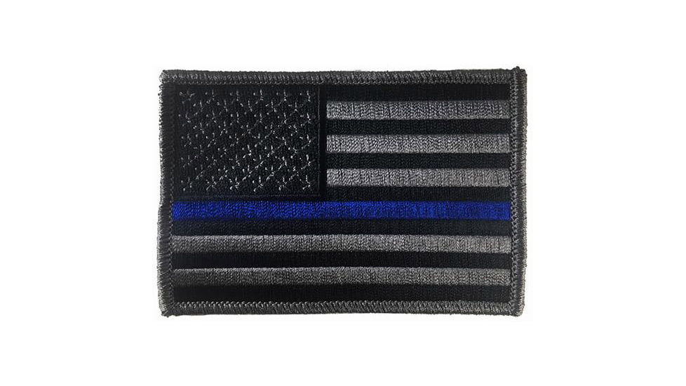 Thin Blue Line , Black Background Patch, 2 X 3 Inches, Sew On, Thin Blue Line - TBL-BLACK-P-SEW