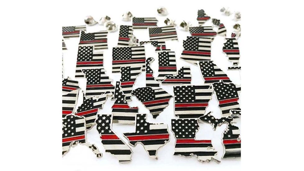 Thin Blue Line California, Thin Red Line American Flag Pin - CA-TRL-PIN