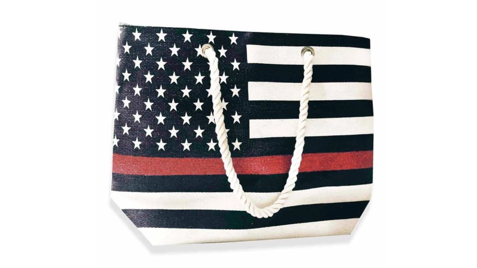 Thin Blue Line Canvas Tote Bag, Thin Red Line American Flag - BAG-CANVAS-TRL