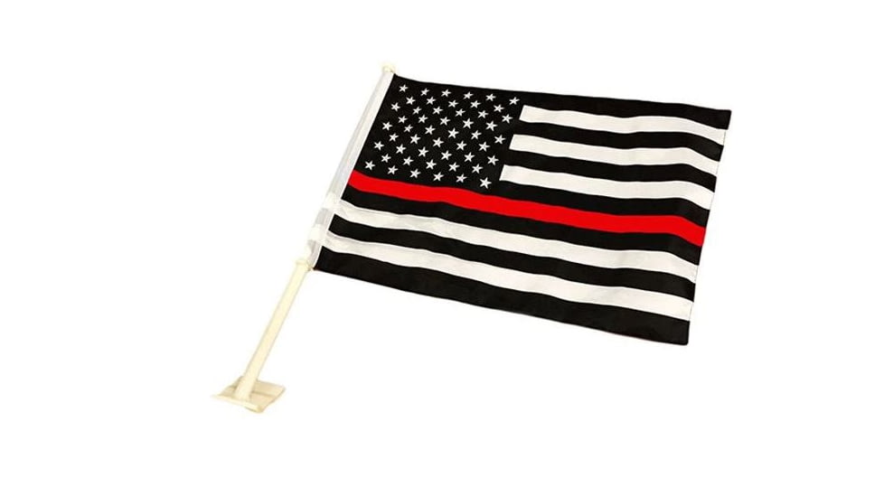 Thin Blue Line Car Flag - Thin Red Line American Flag - RED-AMERICAN-CAR