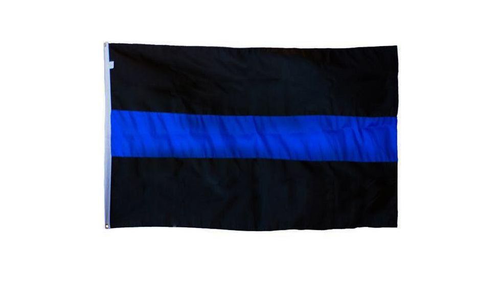Thin Blue Line Durasleek - Flag, Sewn &amp; Embroidered, 3 X 5 Feet, Thin Blue Line - DB-BLACK-3X5
