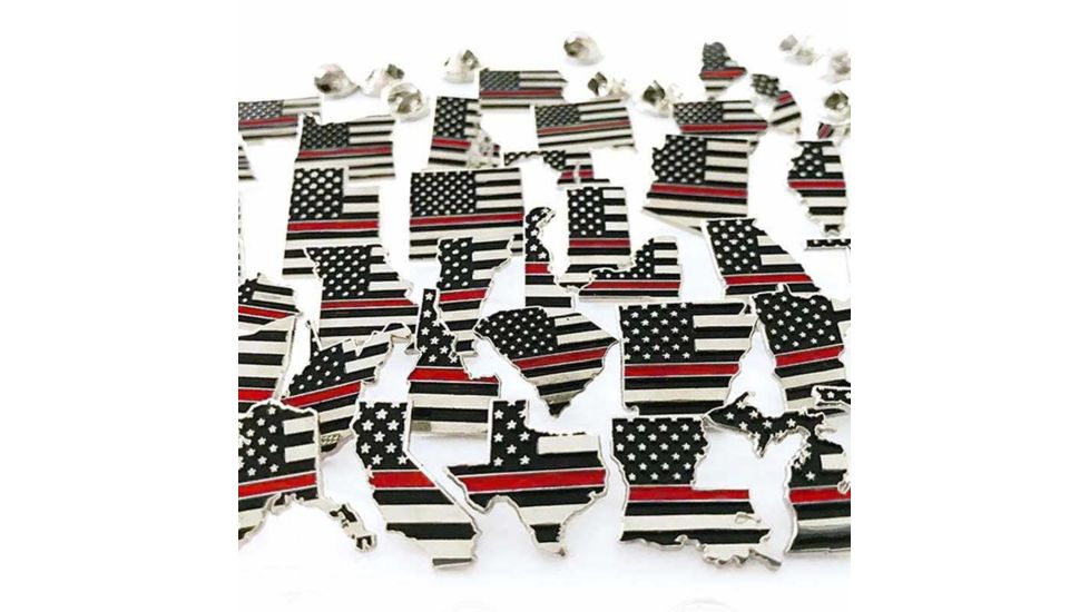 Thin Blue Line Wyoming, Thin Red Line American Flag Pin - WY-TRL-PIN