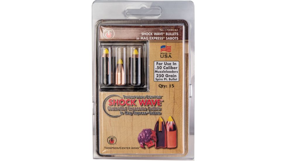 Thompson Center Shockwave Mag-Express Sabots Bullet, .50 Cal, 250 Grain, 15 per Package, 17008242