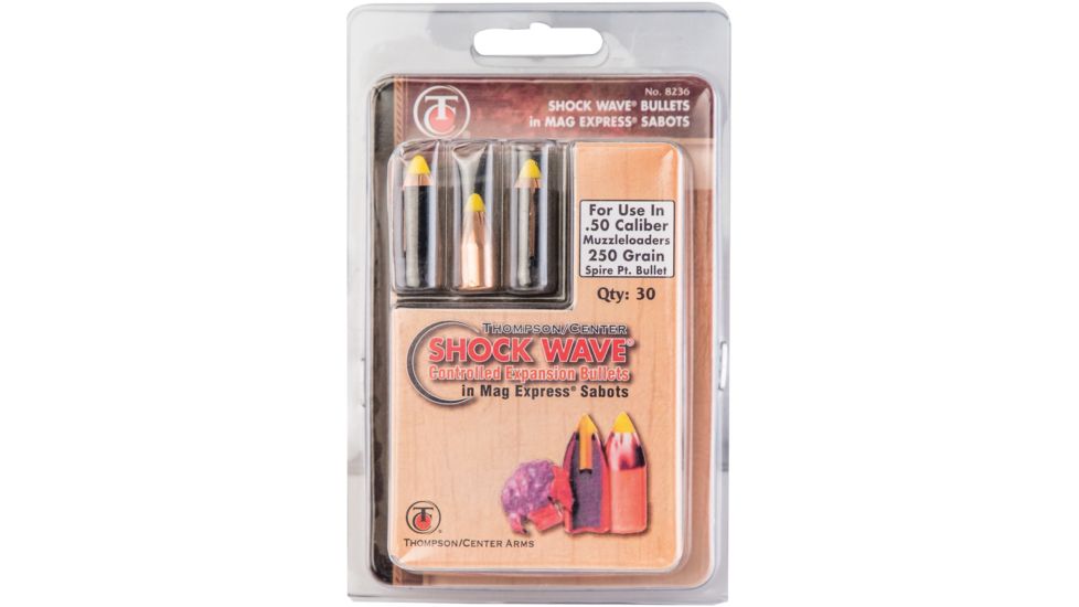 Thompson Center Shockwave Mag-Express Sabots Bullet, .50 Cal, 250 Grain, 30 per Package, 17008236