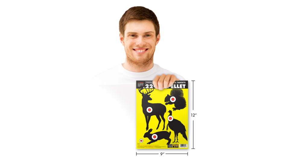Thompson Target .22-BB-Pellet Animal Hunting 9x12in Paper Shooting Targets, 50 Pack, Yellow, Small, 3232-50