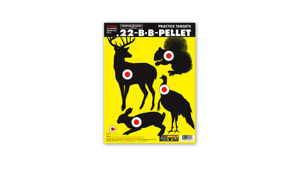 Thompson Target .22-BB-Pellet Animal Hunting 9x12in Paper Shooting Targets, 50 Pack, Yellow, Small, 3232-50