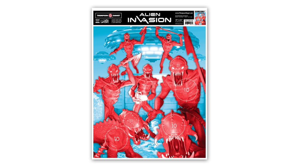 Thompson Target Alien Invasion 19x25in Game Targets, 20 Pack, Multi, XL, 4003-20