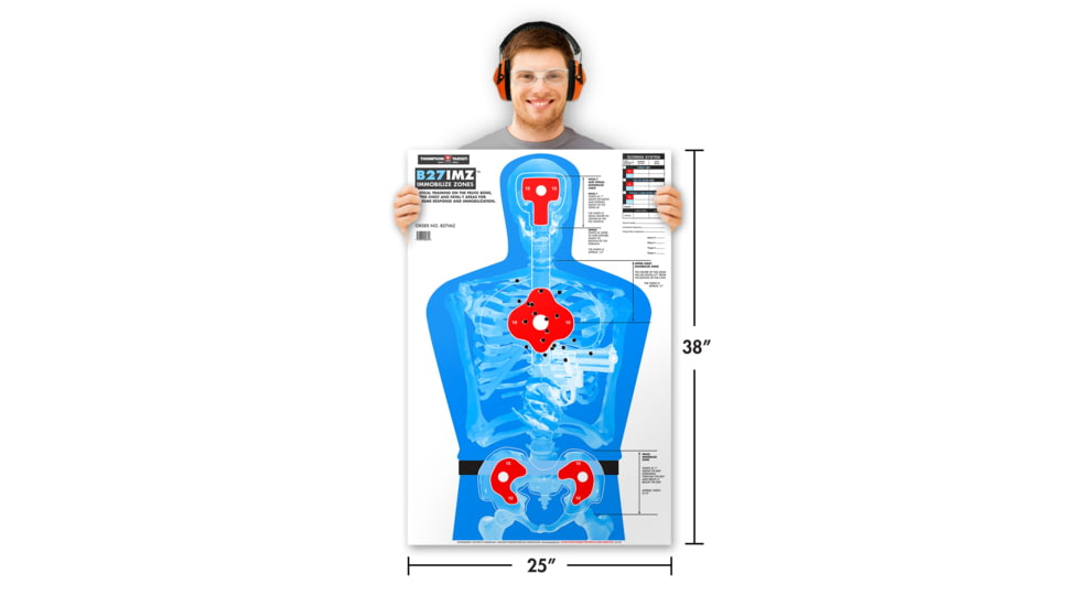 Thompson Target B27-IMZ Life Size 25x38in Silhouette Paper Shooting Targets, 25 Pack, Blue, 2XL, 0280-25