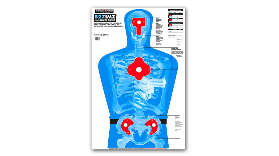 Thompson Target B27-IMZ Life Size 25x38in Silhouette Paper Shooting Targets, 25 Pack, Blue, 2XL, 0280-25