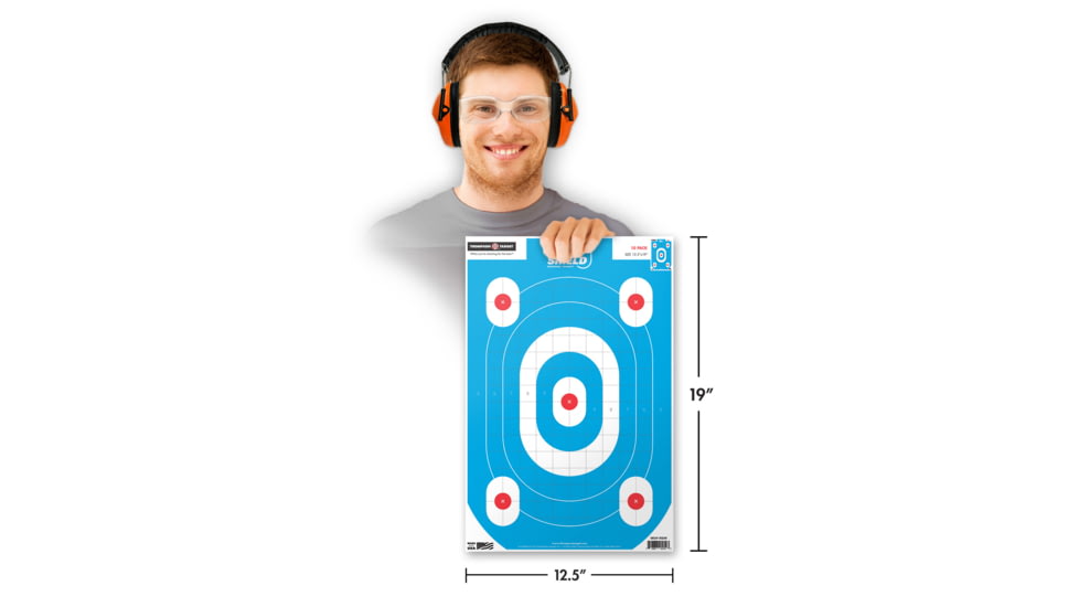 Thompson Target B27 Shield 12.5x19in Gun Training Shooting Targets, 30 Pack, Blue, Large, 0250-30