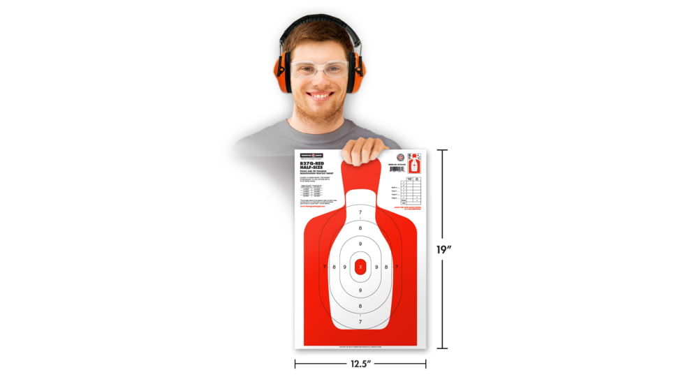 Thompson Target B27Q Red Half-Size 12.5x19in Human Silhouette Targets, 30 Pack, Red, Large, 0275-30