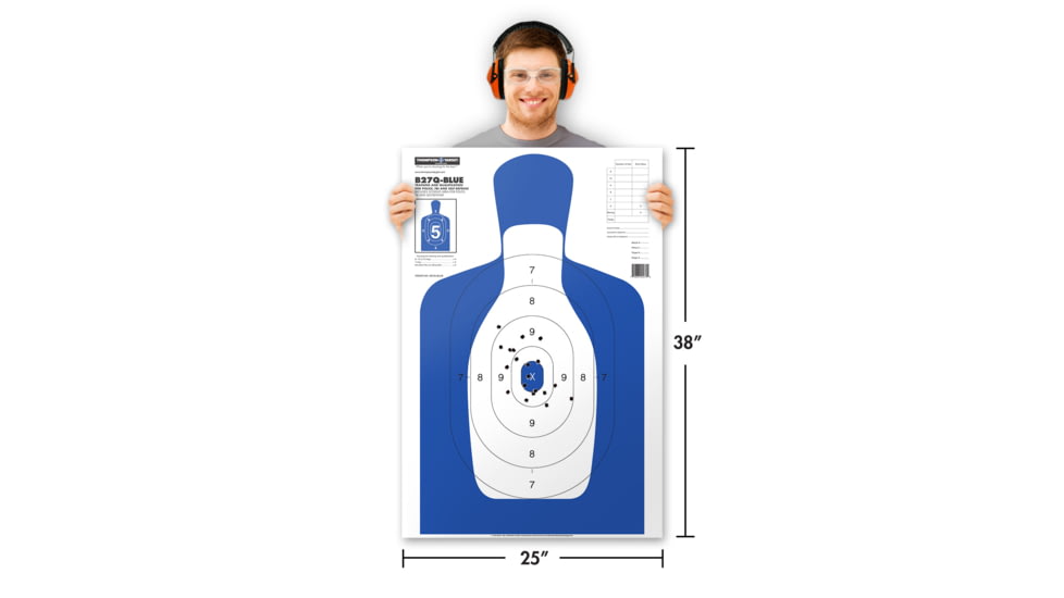 Thompson Target B27Q Silhouette Qualification Shooting Targets - 25x38in, 25 Pack, Blue, 2XL, 0279-25