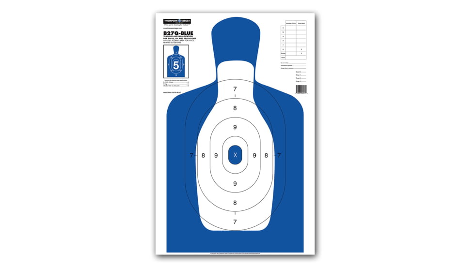 Thompson Target B27Q Silhouette Qualification Shooting Targets - 25x38in, 25 Pack, Blue, 2XL, 0279-25