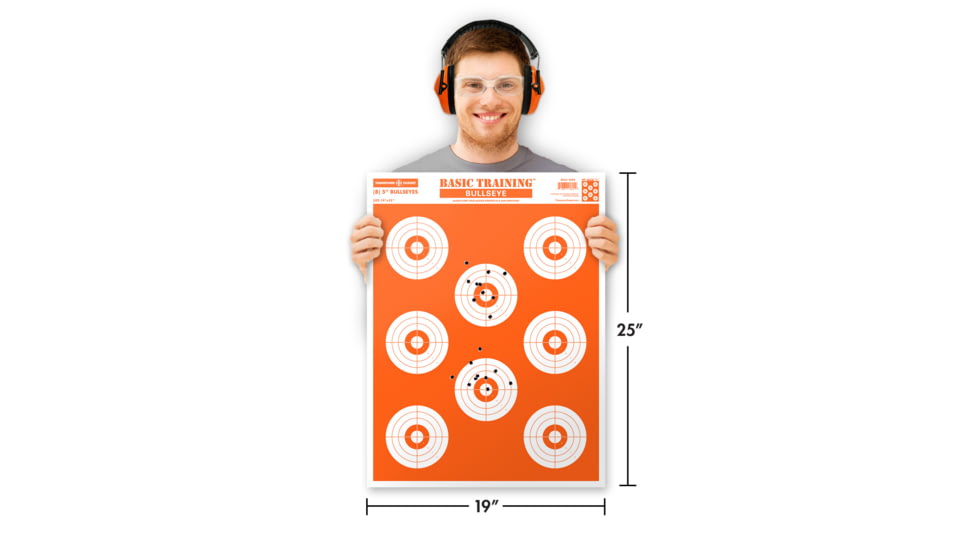 Thompson Target Basic Training Bullseye 19x25in Economy Paper Shooting Targets, 20 Pack, Orange, Extra Large, 1602-20