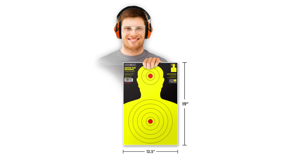Thompson Target Center-Fire Life Size 12.5x19in Silhouette Paper Shooting Targets, 30 Pack, Yellow, Large, 6452-30