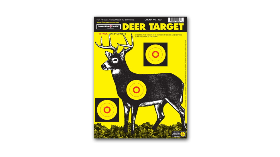 Thompson Target Deer Sight In Targets 9x12in, 50 Pack, Yellow, Small, 4231-50