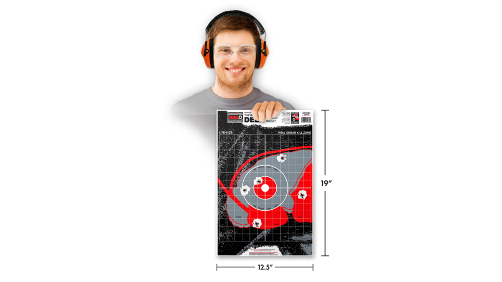 Thompson Target HALO Life-Size Deer Vitals Reactive Splatter Targets 12.5x19, 10 Pack, Black/Red, Large, 4649-10