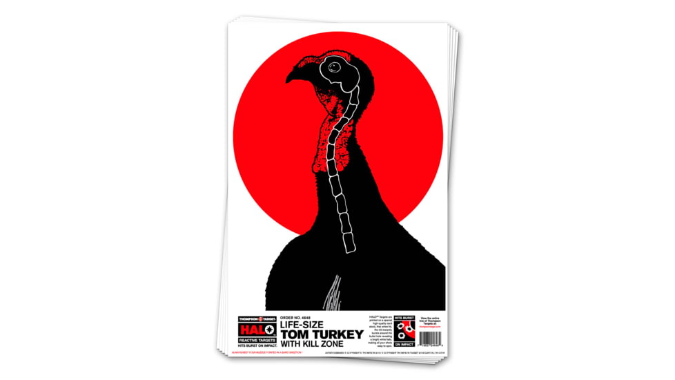 Thompson Target HALO Life-Size Turkey Reactive Splatter Targets 12.5x19, 10 Pack, Black/Red, Large, 4648-10