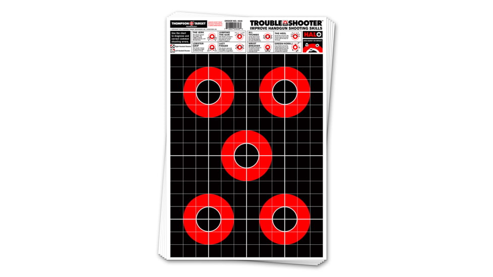 Thompson Target HALO Trouble-Shooter Diagnostic Reactive Splatter Targets 12.5x19, 10 Pack, Black/Red, Large, 4646-10