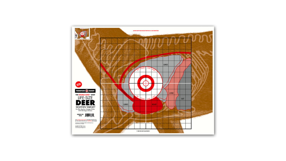 Thompson Target Life-Size Deer Sight-In 19x25 Hunting Targets, 20 Pack, Brown, Extra Large, 8825-20