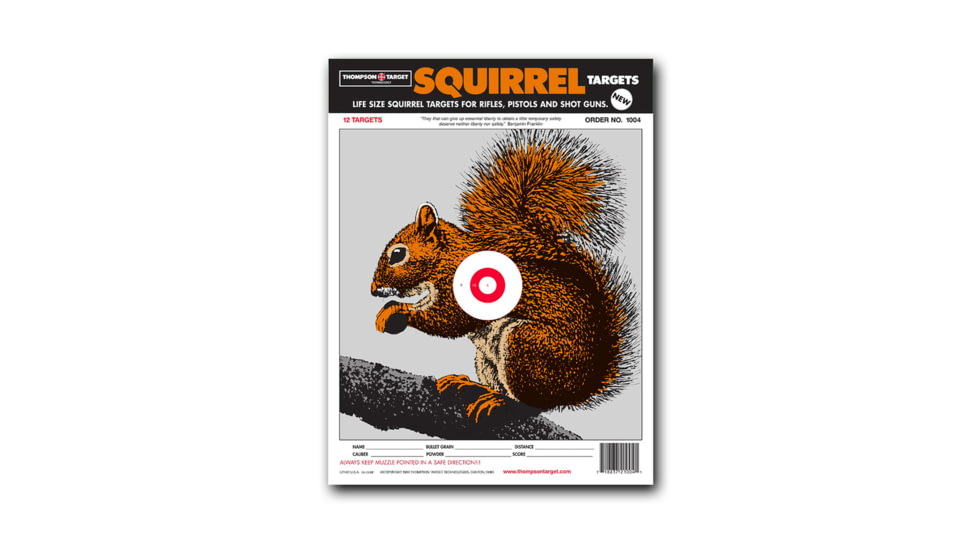 Thompson Target Life-Size Squirrel 9x12 Paper Shooting Targets, 50 Pack, Brown, Small, 1004-50